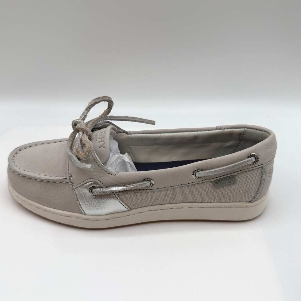 Sperry Coastfish 1-Eye Boat Shoe Women's 6, EU: 36,Light Grey Metallic STS85981